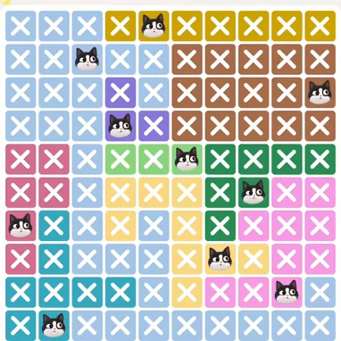 Meowdoku Level 799 solved board with every cat placed