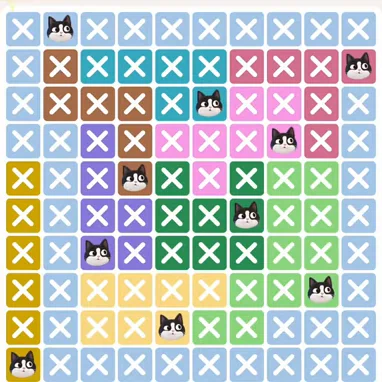 Meowdoku Level 800 solved board with every cat placed