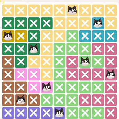 Meowdoku Level 814 solved board with every cat placed