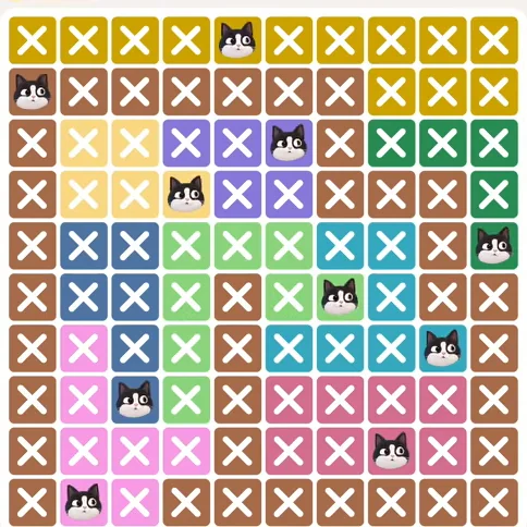 Meowdoku Level 815 solved board with every cat placed