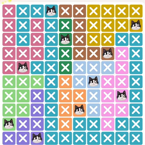 Meowdoku Level 816 solved board with every cat placed
