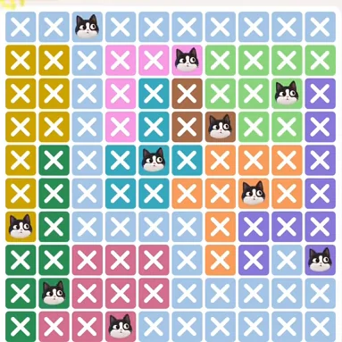 Meowdoku Level 818 solved board with every cat placed