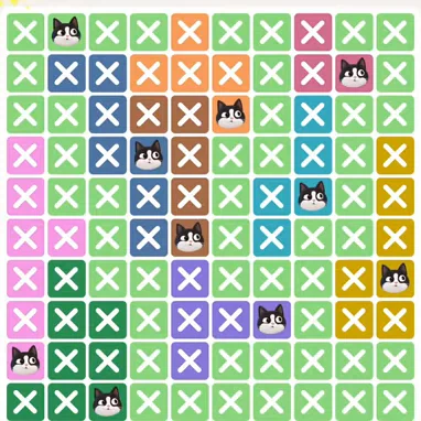 Meowdoku Level 820 solved board with every cat placed