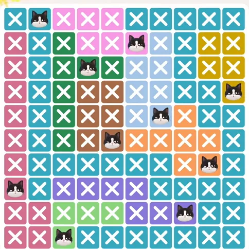 Meowdoku Level 822 solved board with every cat placed