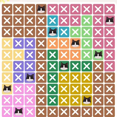 Meowdoku Level 826 solved board with every cat placed