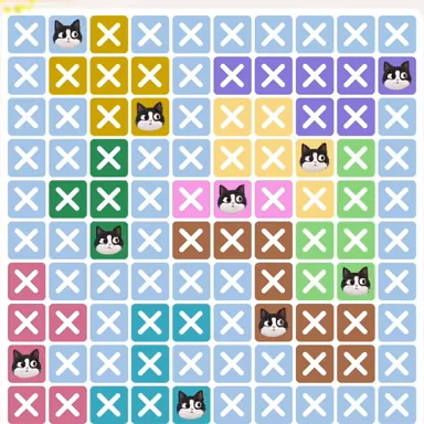 Meowdoku Level 829 solved board with every cat placed