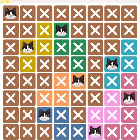 Meowdoku Level 831 solved board with every cat placed