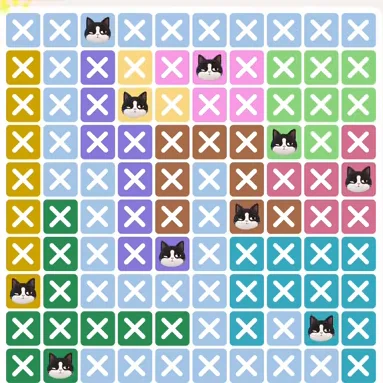 Meowdoku Level 833 solved board with every cat placed