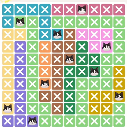 Meowdoku Level 835 solved board with every cat placed