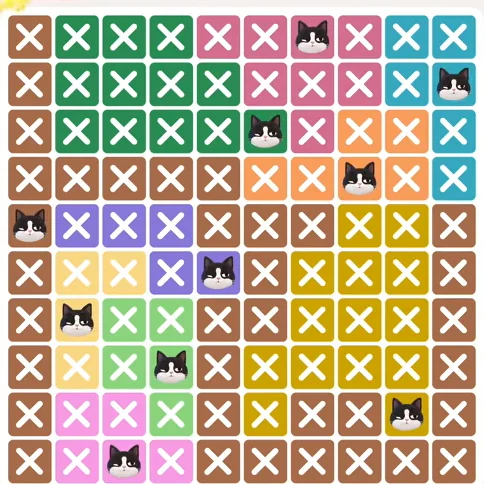 Meowdoku Level 836 solved board with every cat placed