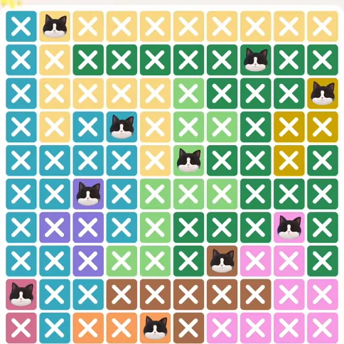 Meowdoku Level 839 solved board with every cat placed