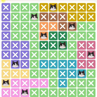 Meowdoku Level 850 solved board with every cat placed