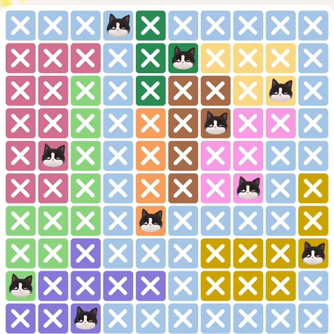 Meowdoku Level 856 solved board with every cat placed
