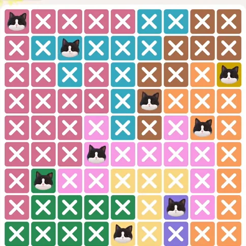 Meowdoku Level 857 solved board with every cat placed