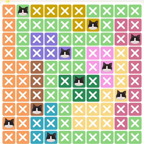 Meowdoku Level 858 solved board with every cat placed
