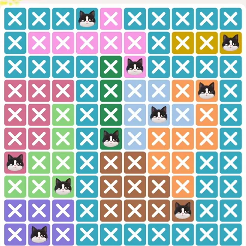 Meowdoku Level 865 solved board with every cat placed