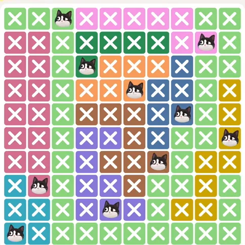 Meowdoku Level 866 solved board with every cat placed