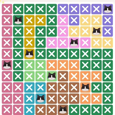 Meowdoku Level 868 solved board with every cat placed