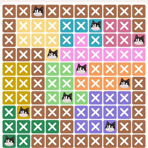 Meowdoku Level 869 solved board with every cat placed