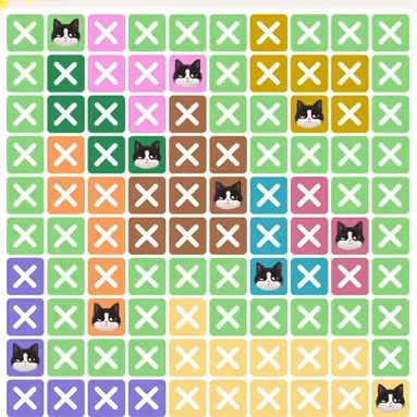 Meowdoku Level 870 solved board with every cat placed