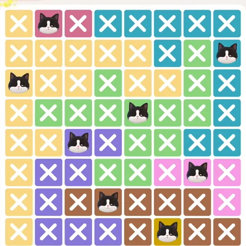 Meowdoku Level 871 solved board with every cat placed