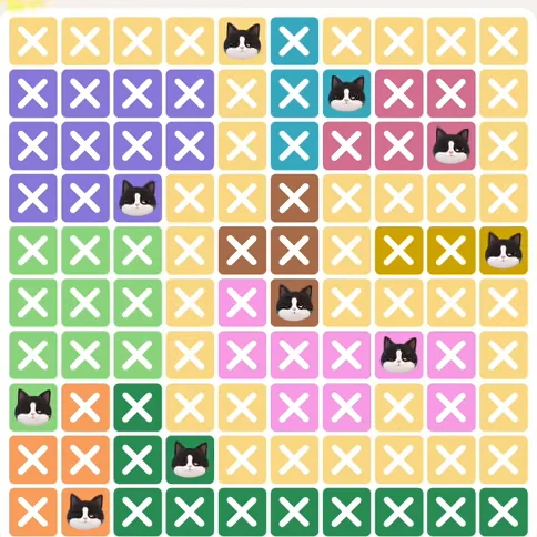 Meowdoku Level 872 solved board with every cat placed