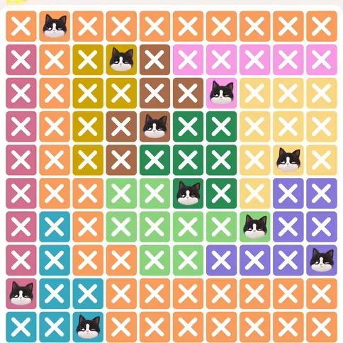 Meowdoku Level 876 solved board with every cat placed
