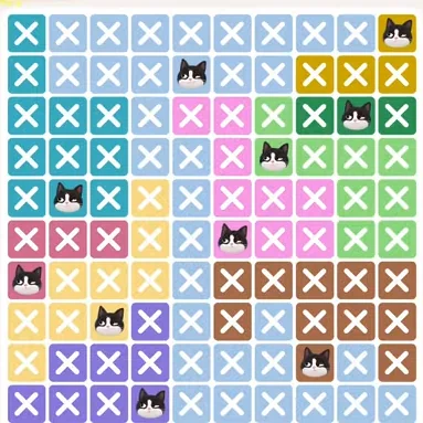 Meowdoku Level 880 solved board with every cat placed