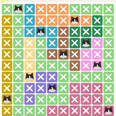 Meowdoku Level 890 solved board with every cat placed