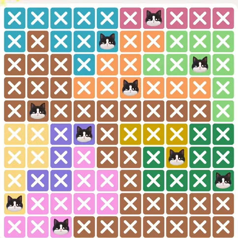 Meowdoku Level 892 solved board with every cat placed