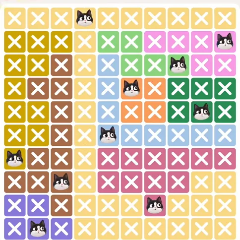 Meowdoku Level 893 solved board with every cat placed