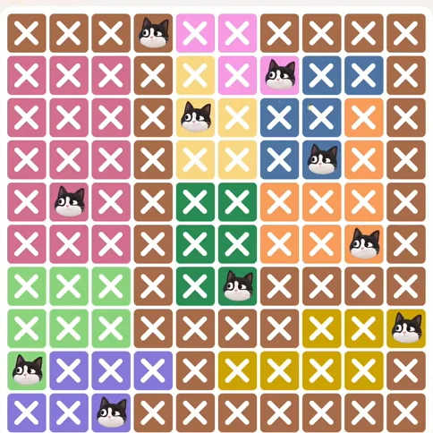 Meowdoku Level 895 solved board with every cat placed