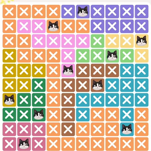 Meowdoku Level 896 solved board with every cat placed