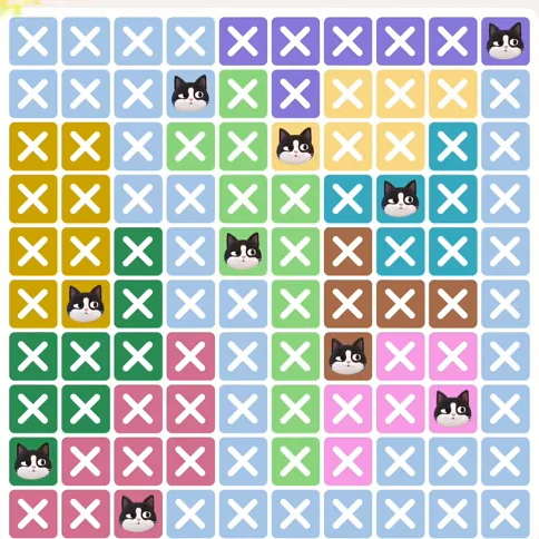 Meowdoku Level 899 solved board with every cat placed