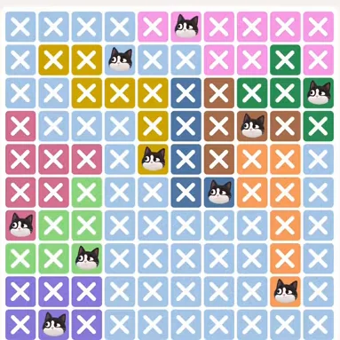 Meowdoku Level 900 solved board with every cat placed