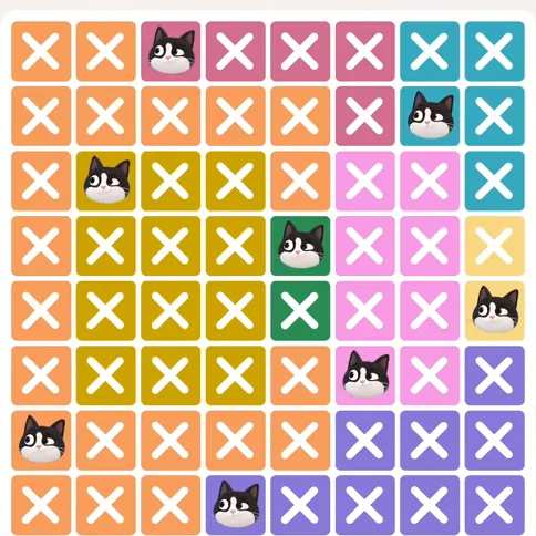 Meowdoku Level 901 solved board with every cat placed