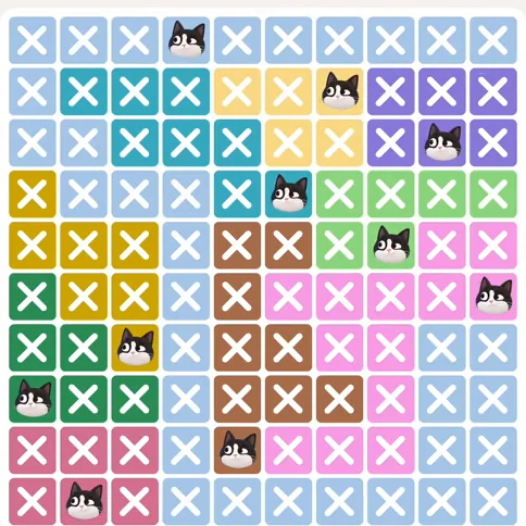 Meowdoku Level 906 solved board with every cat placed