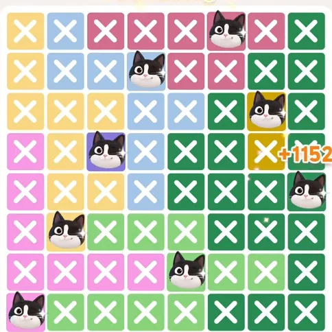 Meowdoku Level 911 solved board with every cat placed