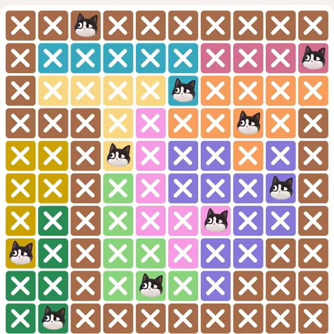 Meowdoku Level 913 solved board with every cat placed