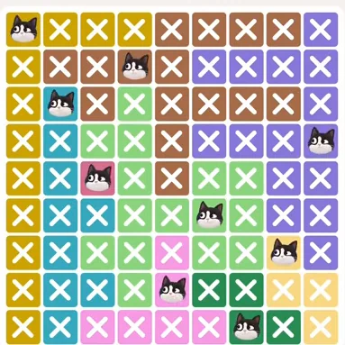 Meowdoku Level 914 solved board with every cat placed