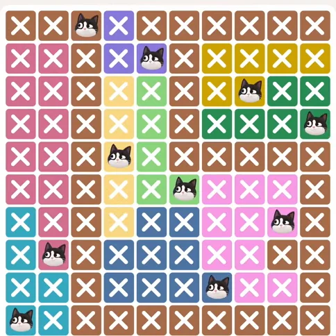 Meowdoku Level 915 solved board with every cat placed