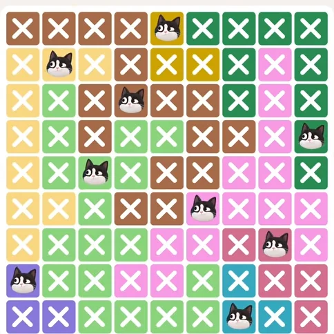 Meowdoku Level 917 solved board with every cat placed