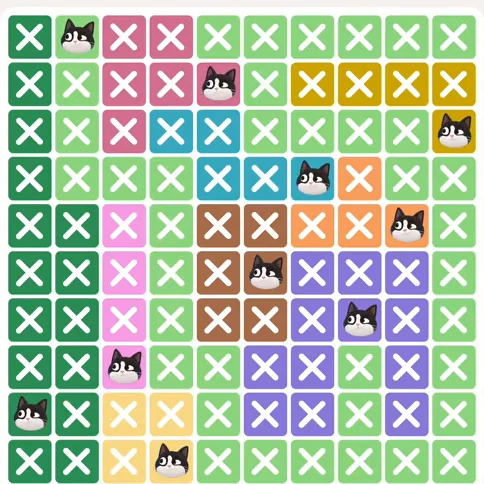 Meowdoku Level 919 solved board with every cat placed