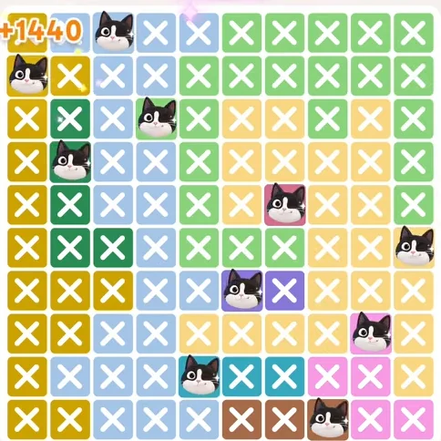 Meowdoku Level 922 solved board with every cat placed