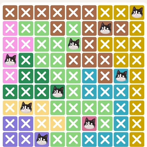 Meowdoku Level 924 solved board with every cat placed