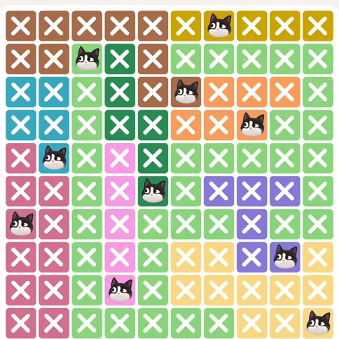 Meowdoku Level 925 solved board with every cat placed