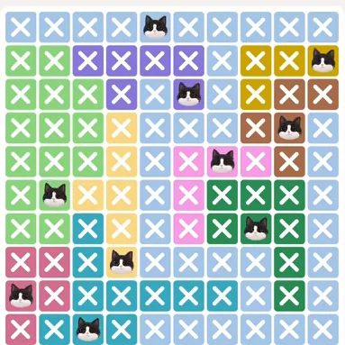 Meowdoku Level 930 solved board with every cat placed