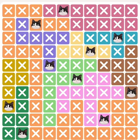 Meowdoku Level 932 solved board with every cat placed