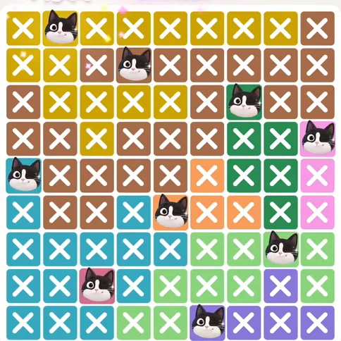 Meowdoku Level 934 solved board with every cat placed