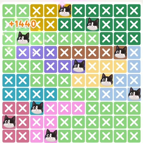 Meowdoku Level 938 solved board with every cat placed